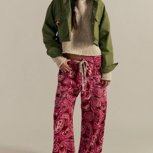 We The Free Red Paisley Wide Leg Pants